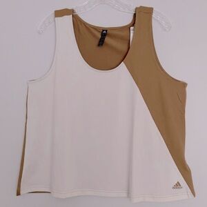 NEW Adidas Colorblock Training Tank Sz S Diagonal Loose Fit Cropped Oversized